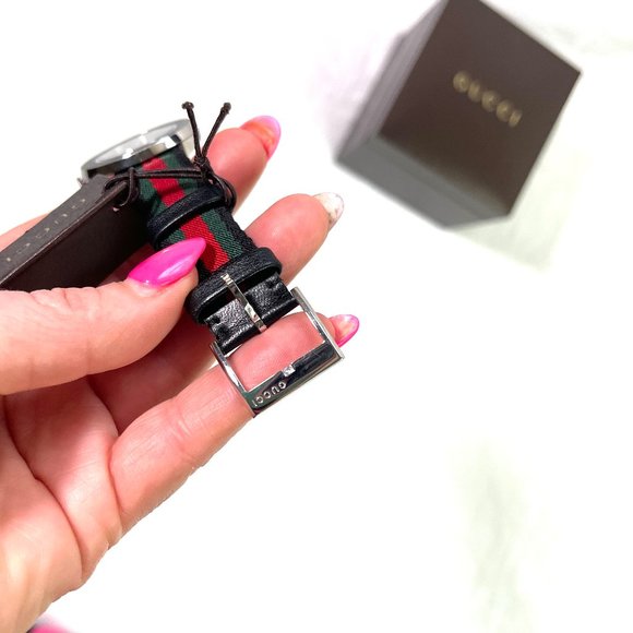 NIB Auc Gucci Swiss U-Play Red, Green and Black Nylon Strap Watch 35mm Y… - Picture 11 of 16